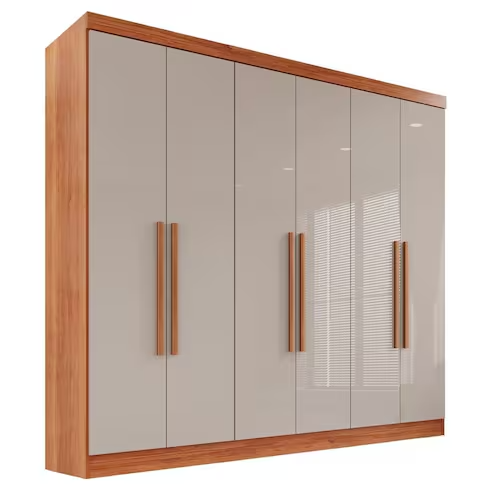 Guarda-Roupa Casal 6 Portas 2 Gavetas França Cinamomo/Off-White - Bege - Imagem 3